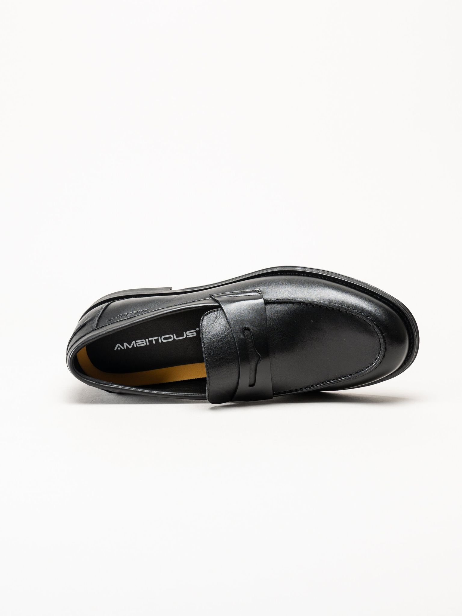 Ambitious - Svarta pennyloafers i skinn