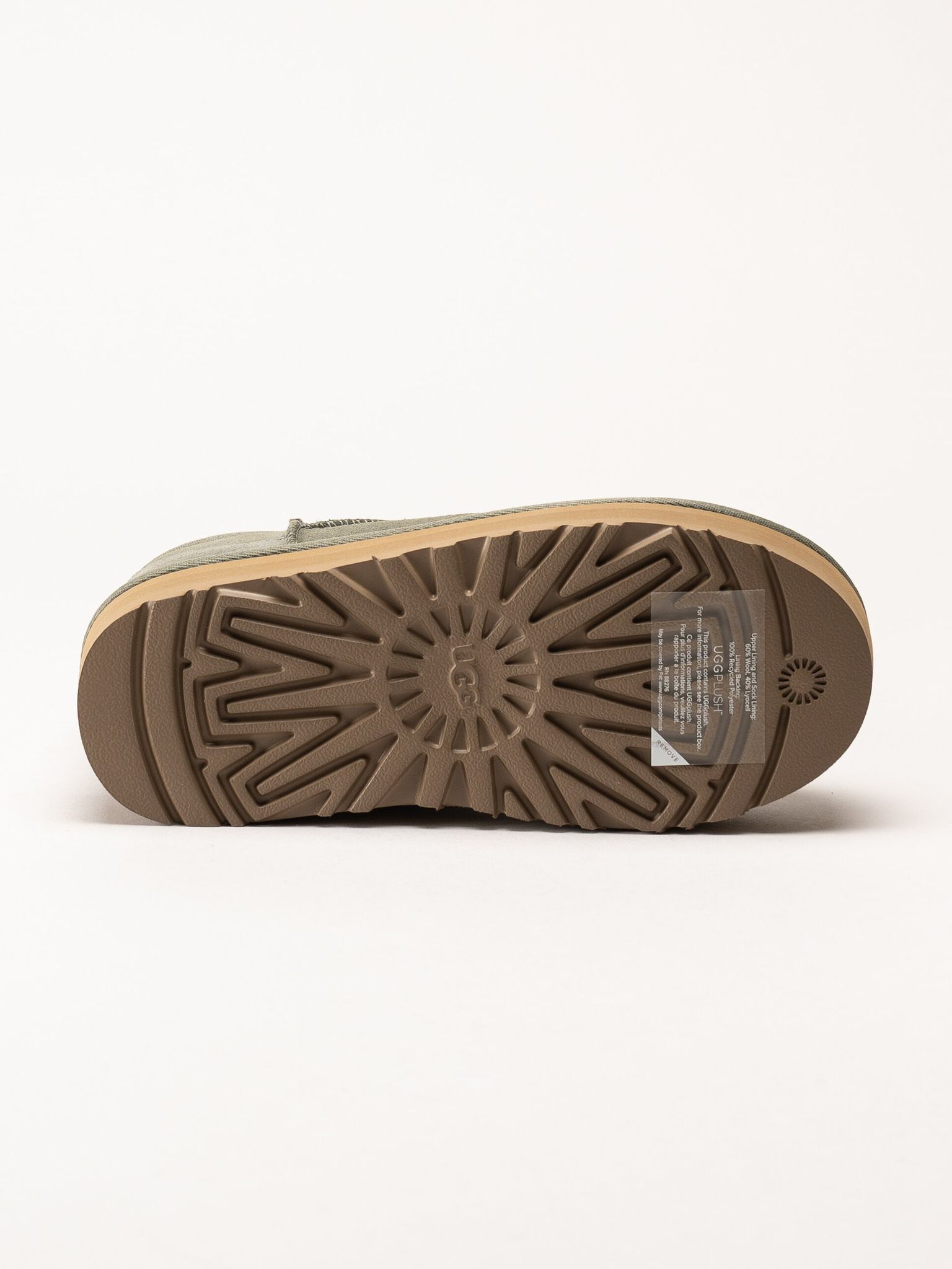 UGG - K Classic Ultra Mini - Gröna ullfodrade platåboots i mocka