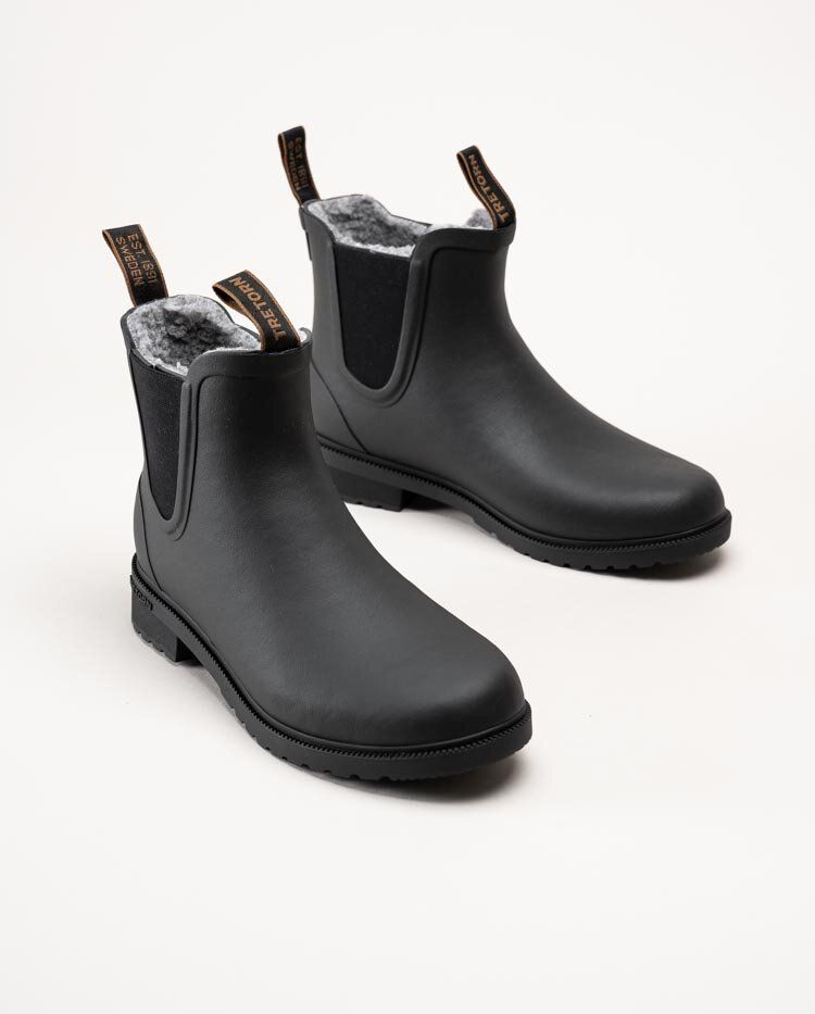 Tretorn - Classic Winter - Svarta fodrade låga gummistövlar