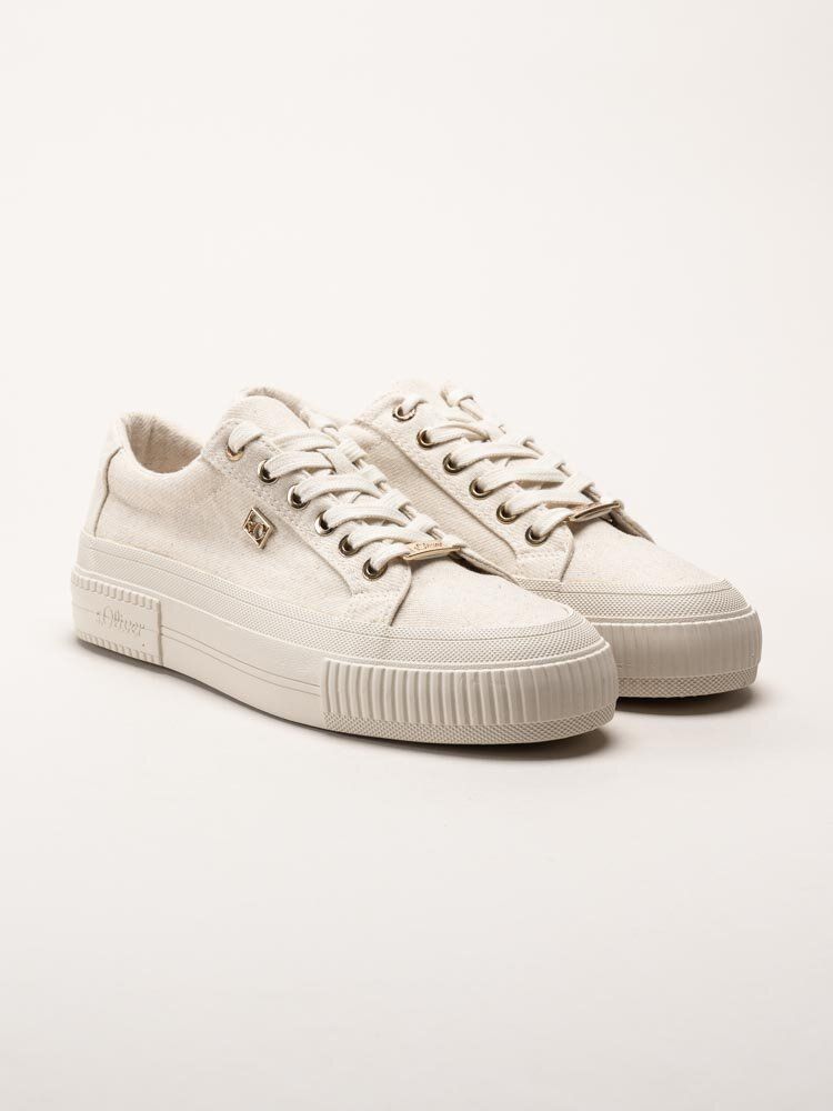 S.Oliver - Beige platåsneakers i textil