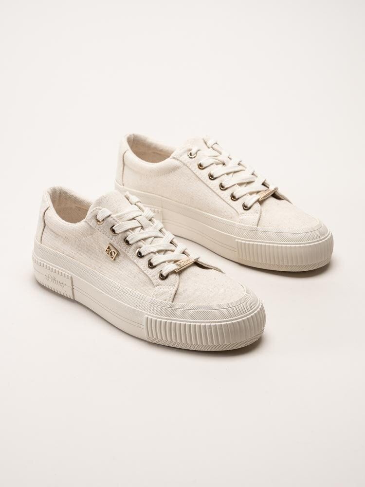 S.Oliver - Beige platåsneakers i textil