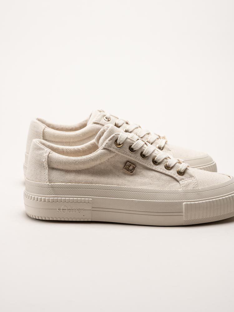 S.Oliver - Beige platåsneakers i textil