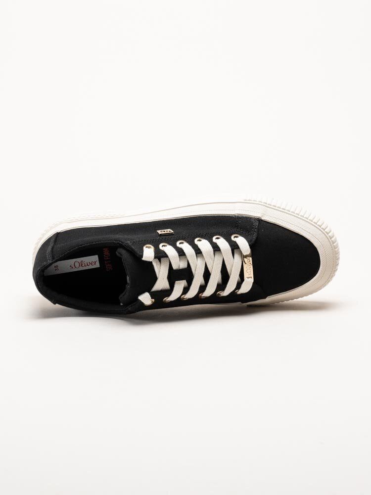 S.Oliver - Svarta platåsneakers i textil