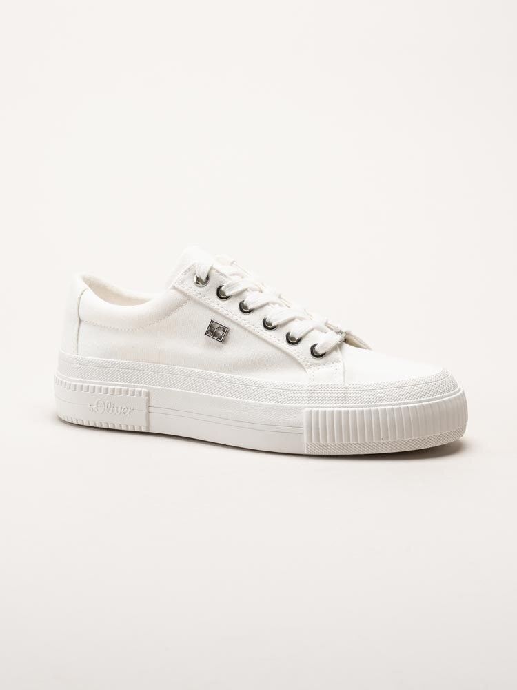 S.Oliver - Vita platåsneakers i textil