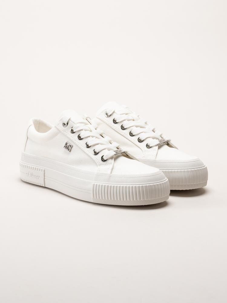 S.Oliver - Vita platåsneakers i textil