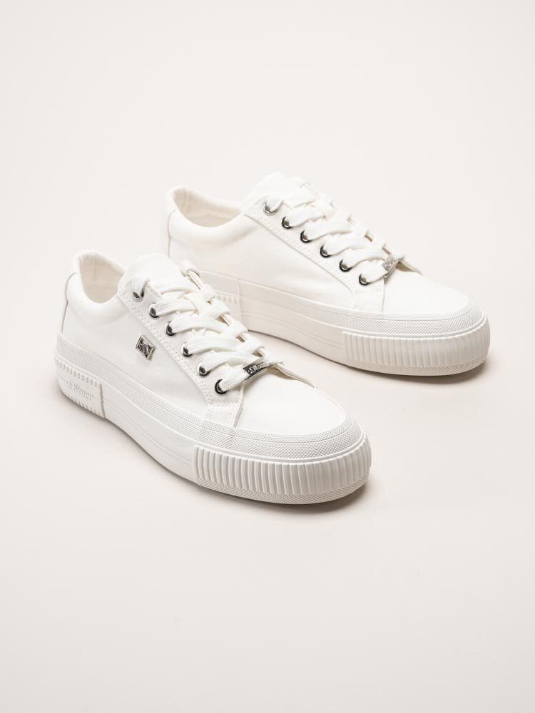 S.Oliver - Vita platåsneakers i textil