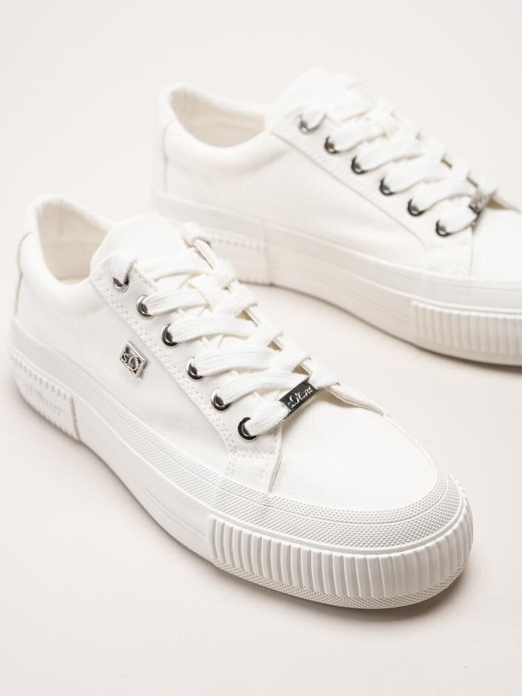S.Oliver - Vita platåsneakers i textil