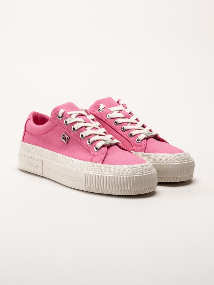 S.Oliver - Rosa platåsneakers i textil