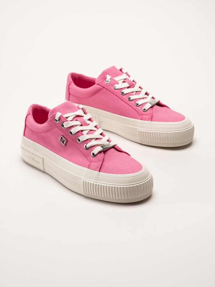 S.Oliver - Rosa platåsneakers i textil