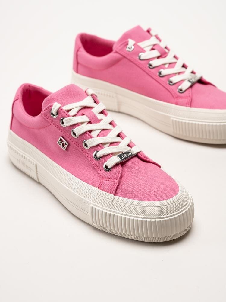 S.Oliver - Rosa platåsneakers i textil