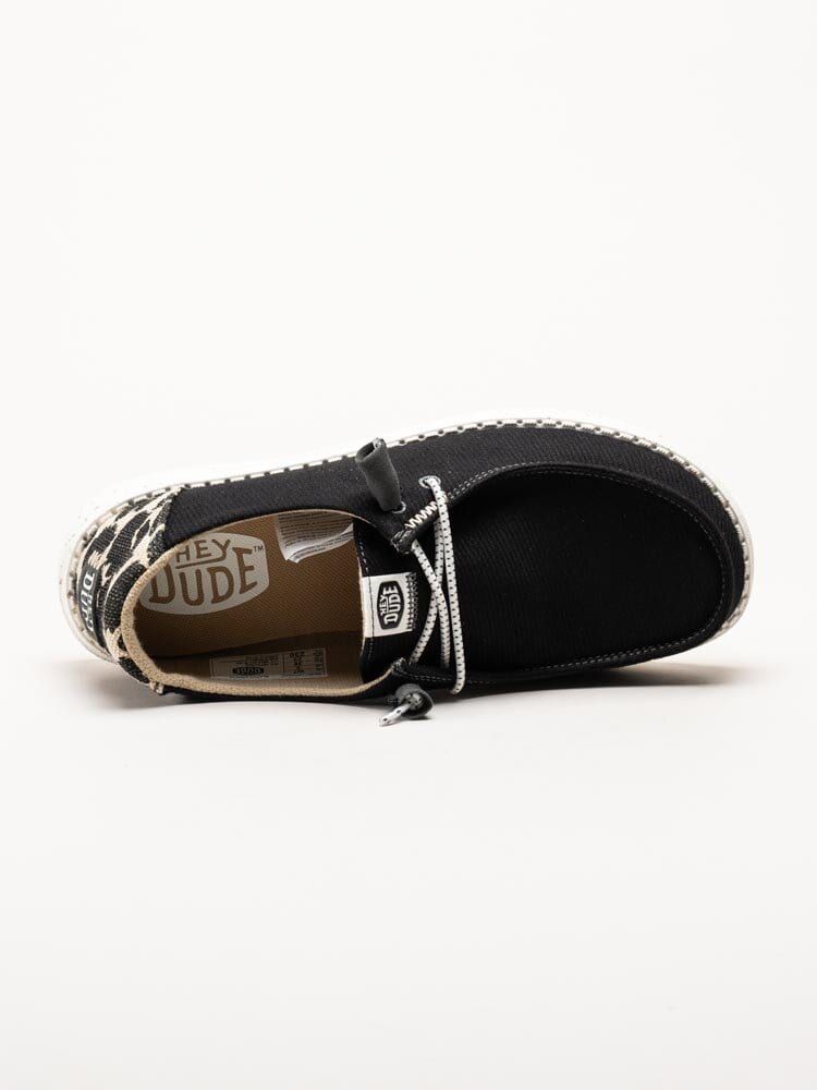 Hey Dude - Wendy Leopard - Svarta tygskor med leopard detalj