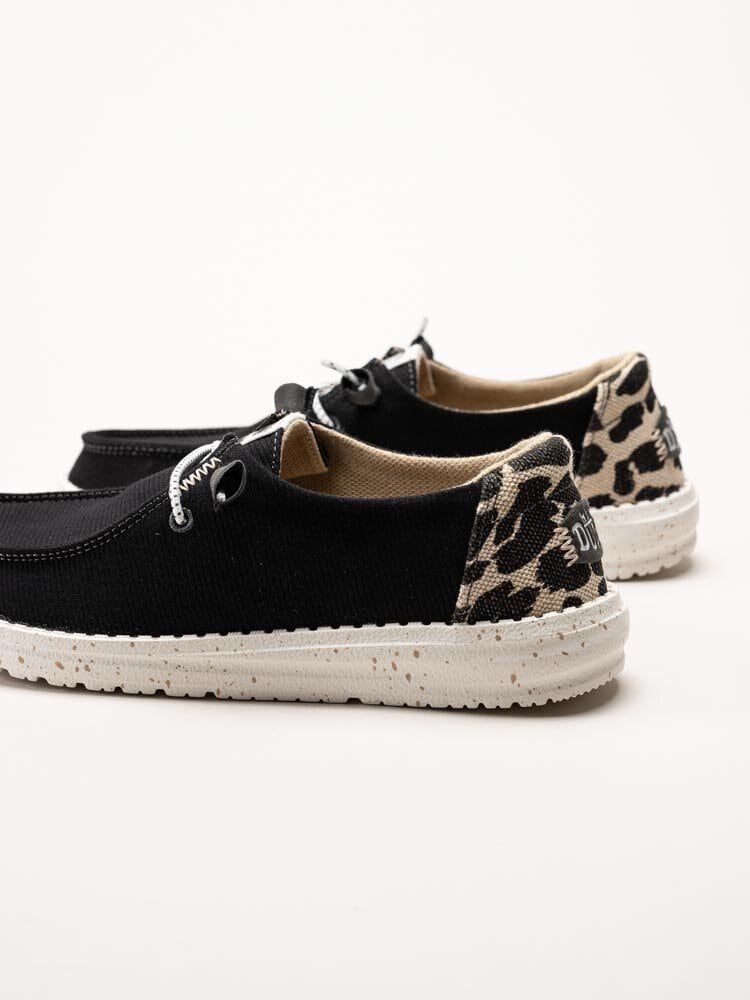 Hey Dude - Wendy Leopard - Svarta tygskor med leopard detalj