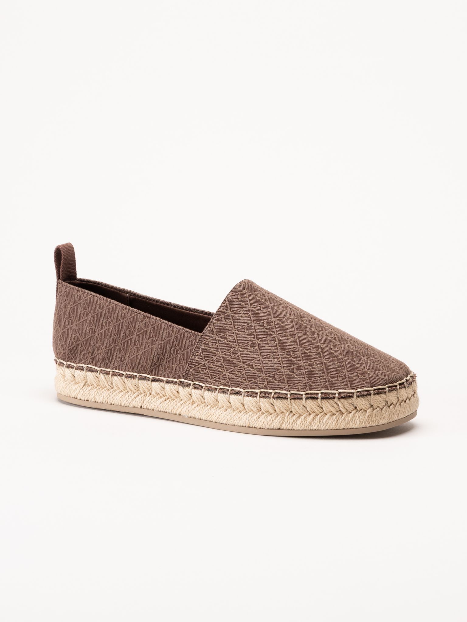 Calvin Klein - Oblique AOP - Mörkbruna espadrillos