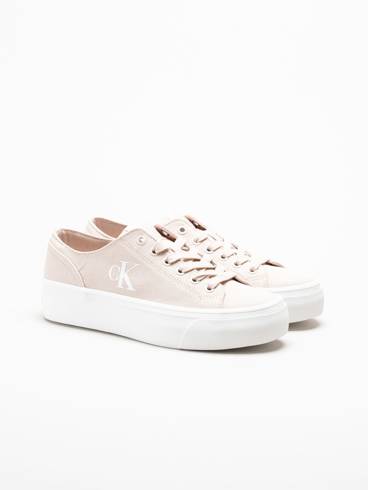 Calvin Klein - Vulc Flatform Low Canvas Mg - Ljusrosa platåsneakers i textil
