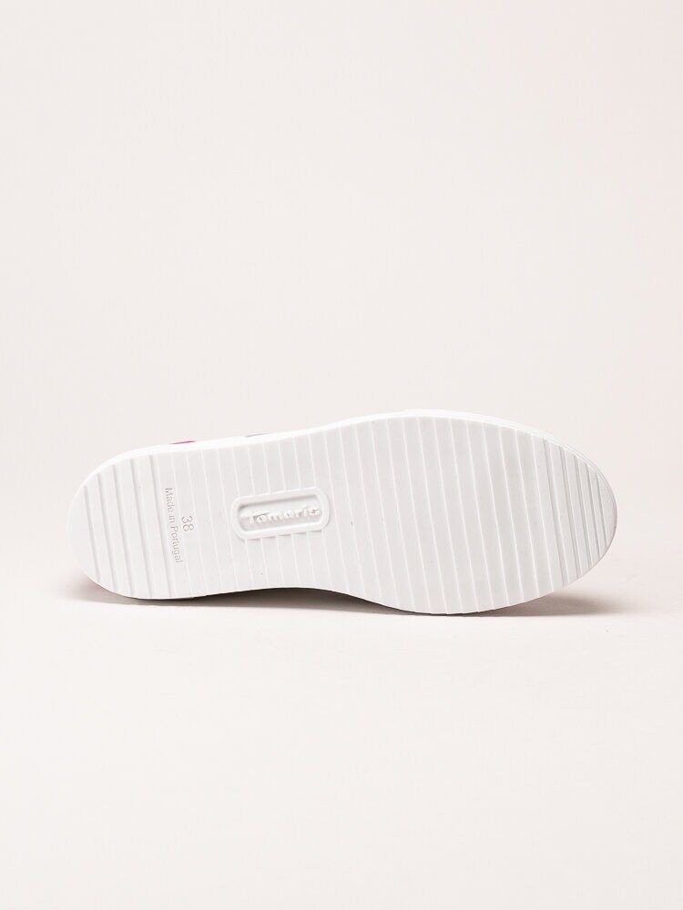 Tamaris - Vita och rosa sneakers i skinn
