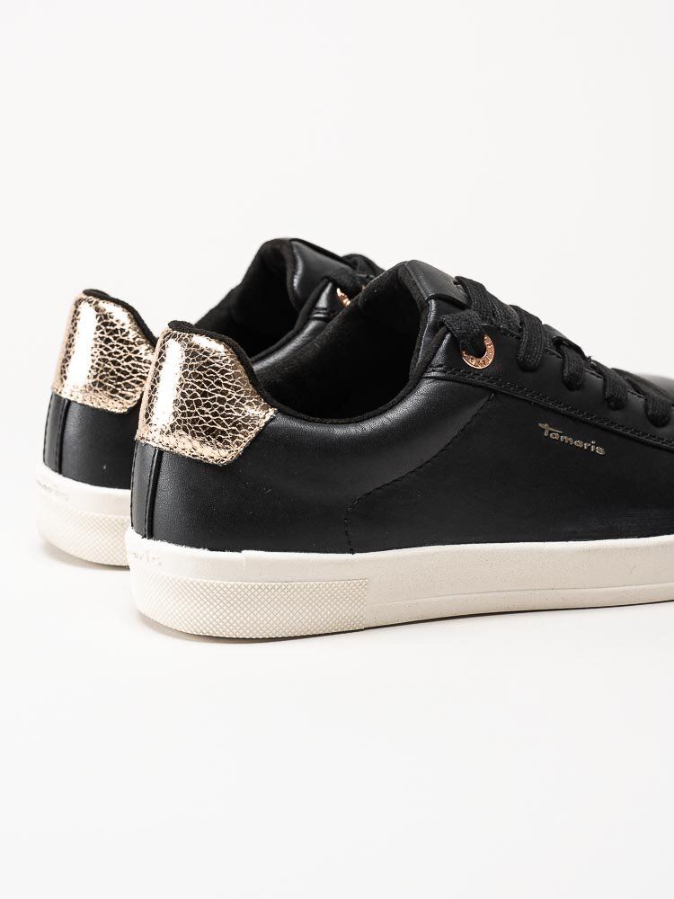 Tamaris - Svarta sneakers i skinn
