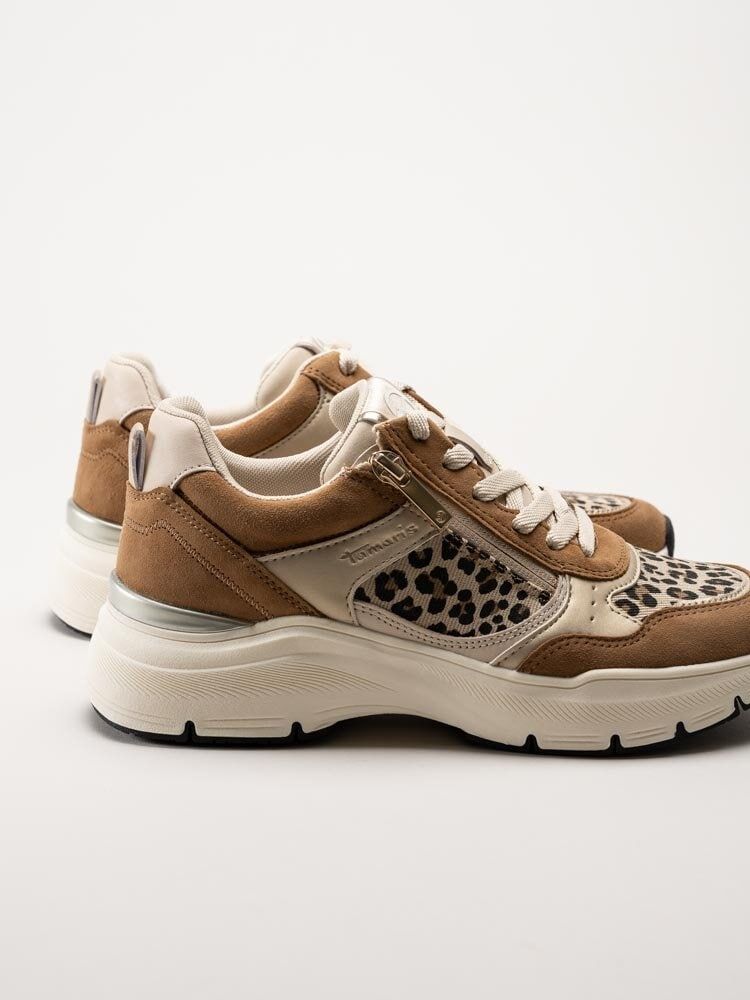Tamaris - Bruna leopardmönstrade sneakers