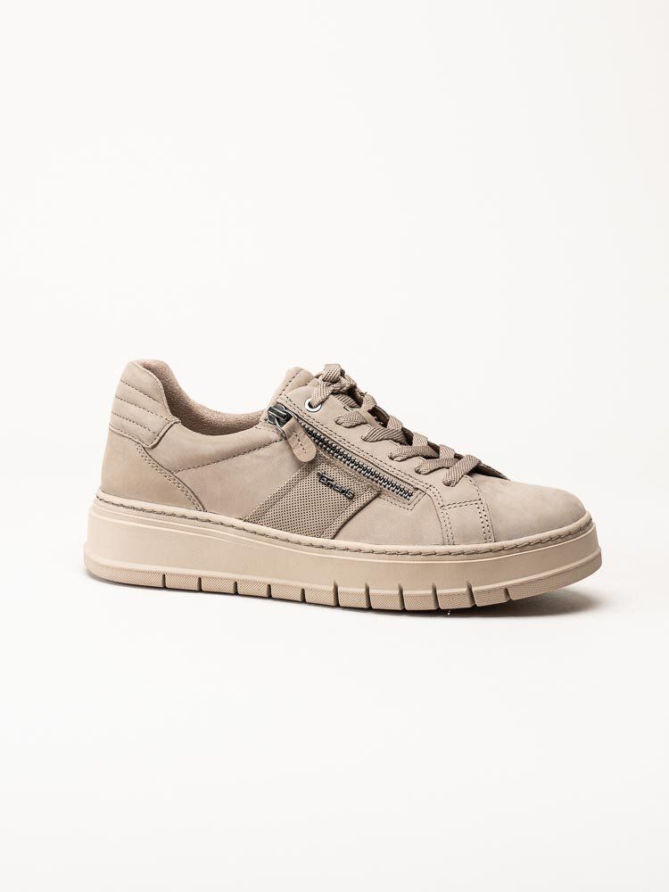 Tamaris - Beige platåsneakers i nubuck