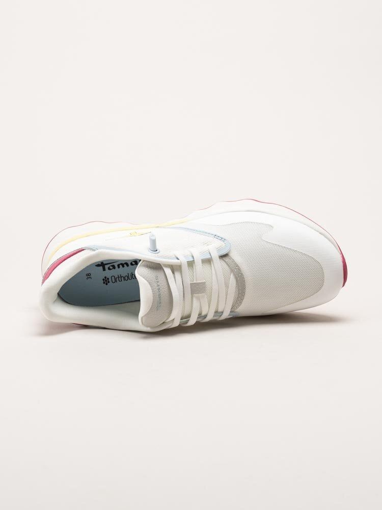 Tamaris - Vita sportiga sneakers i textil
