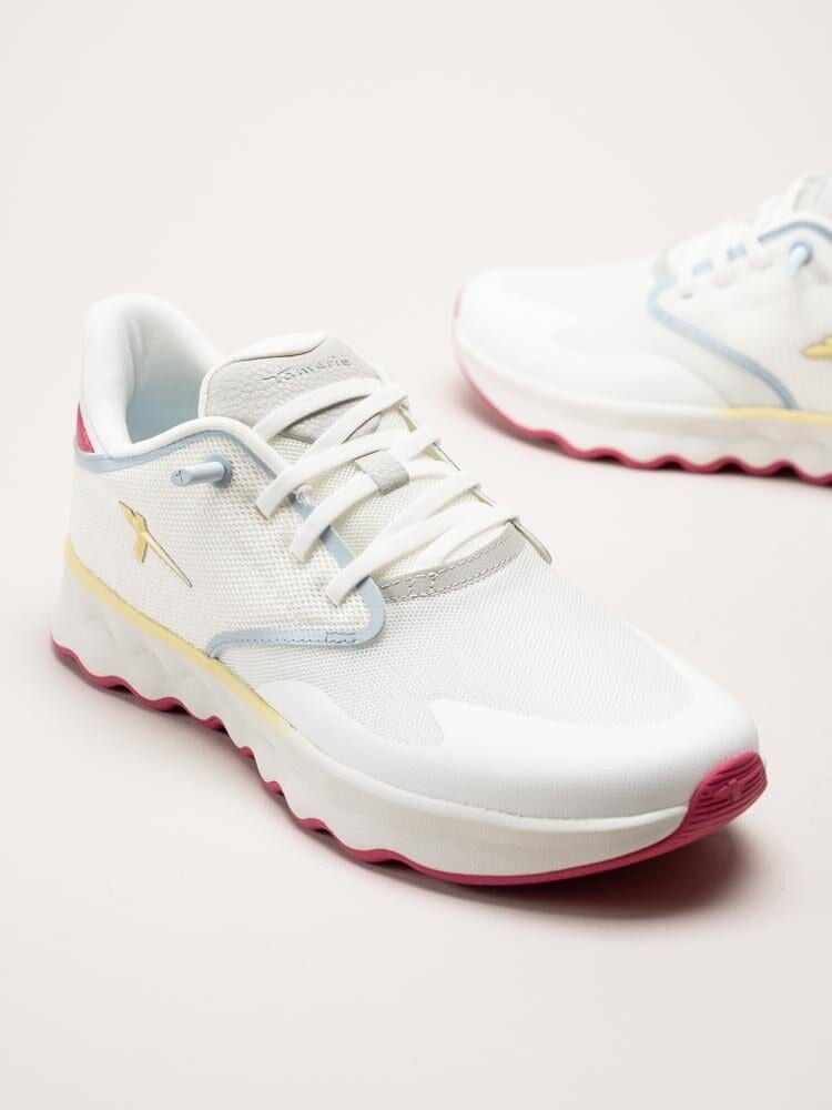 Tamaris - Vita sportiga sneakers i textil