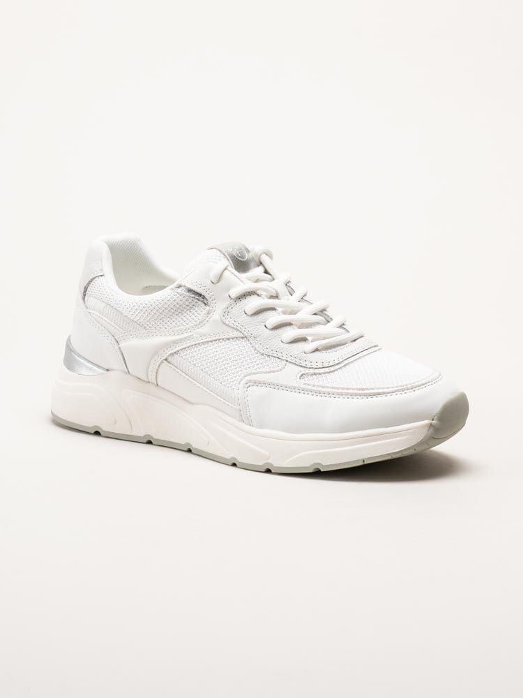 Tamaris - Vita sneakers i textil, skinn och syntet
