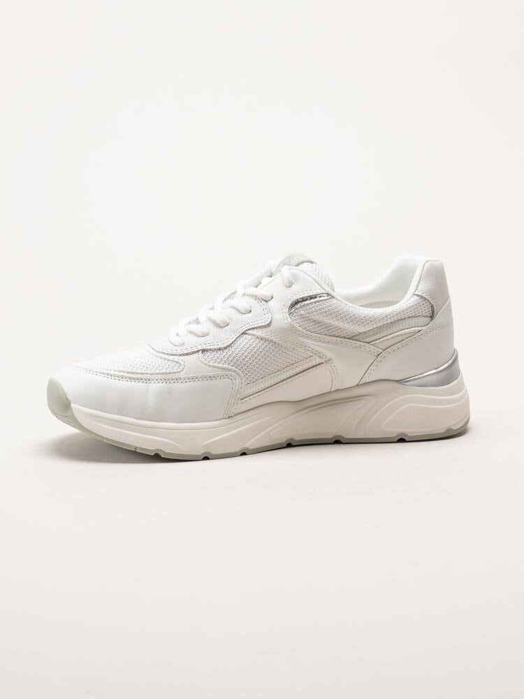 Tamaris - Vita sneakers i textil, skinn och syntet