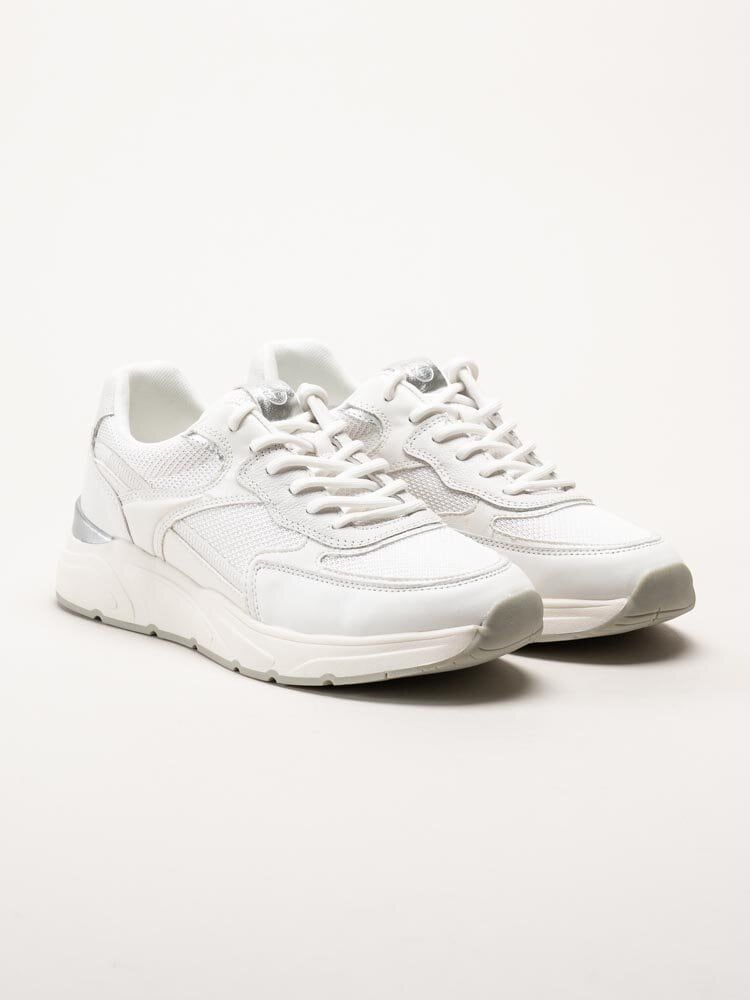 Tamaris - Vita sneakers i textil, skinn och syntet