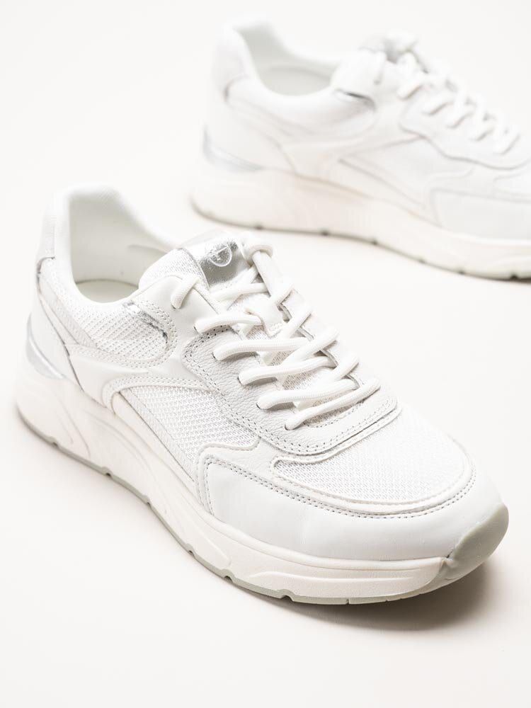 Tamaris - Vita sneakers i textil, skinn och syntet