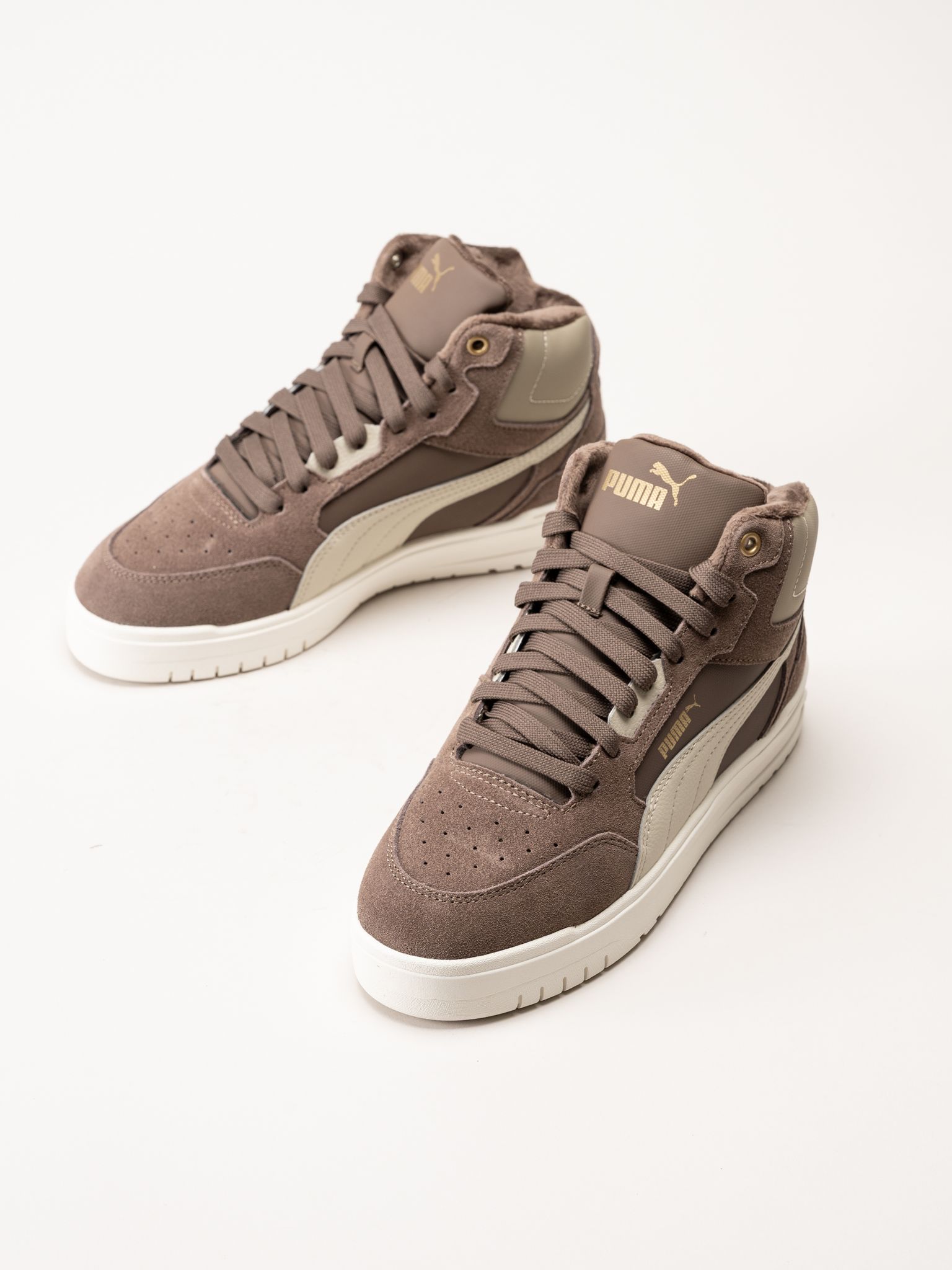 Puma - Shuffle Downtown Mid Wtr - Bruna fodrade sneakers i mocka