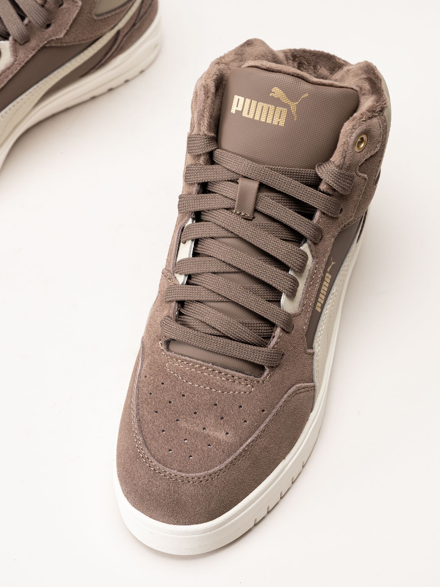 Puma - Shuffle Downtown Mid Wtr - Bruna fodrade sneakers i mocka