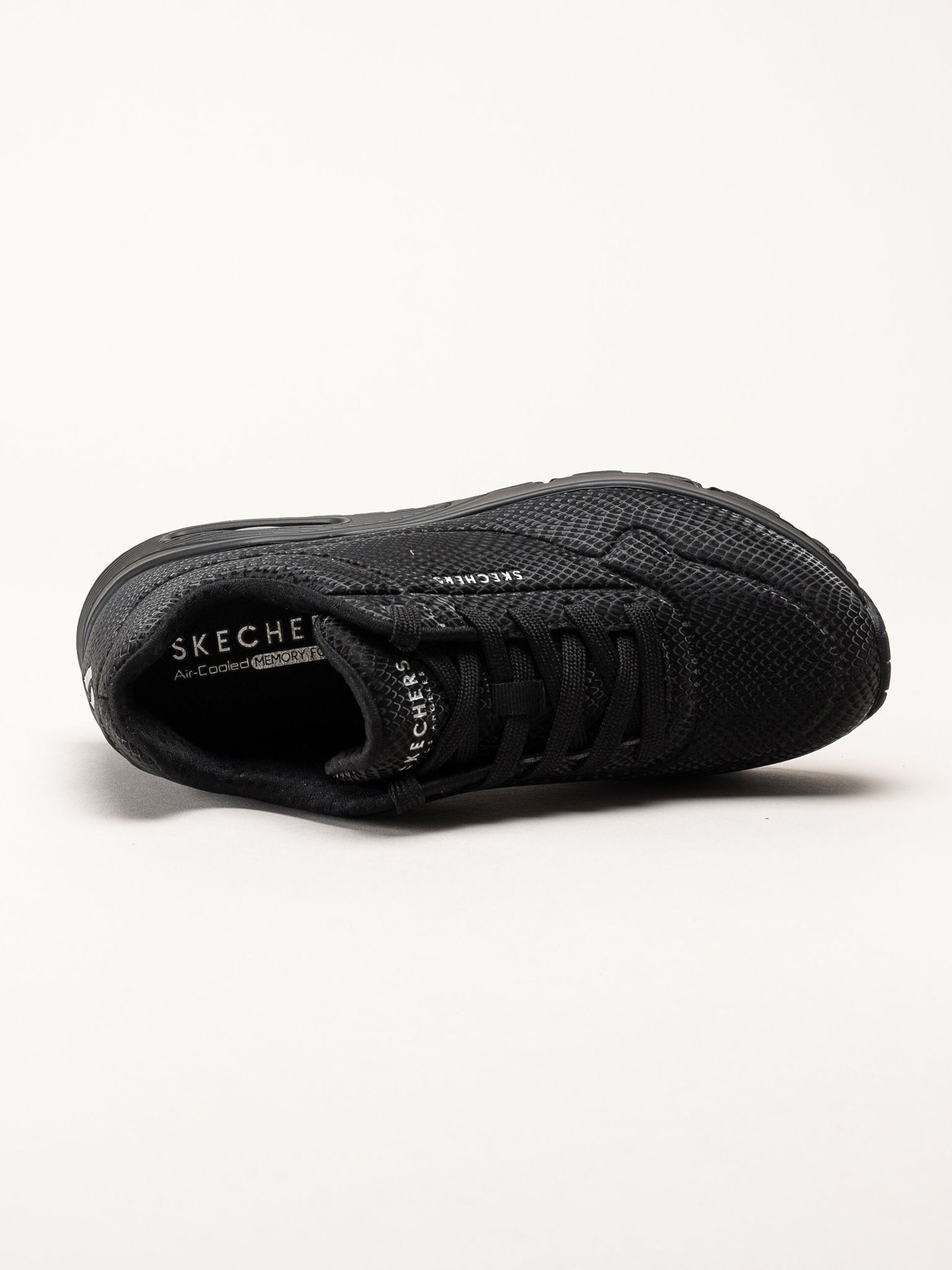 Skechers - Uno - Shiny Scale - Svarta sneakers med ormmönster