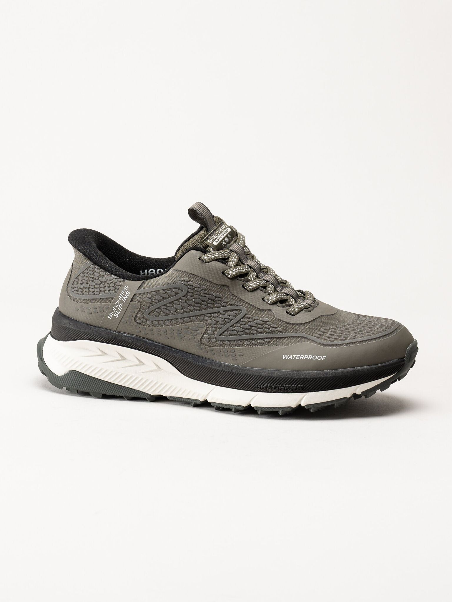 Skechers - Slip-Ins Switch Back - Mist - Olivgröna vattentäta sportskor