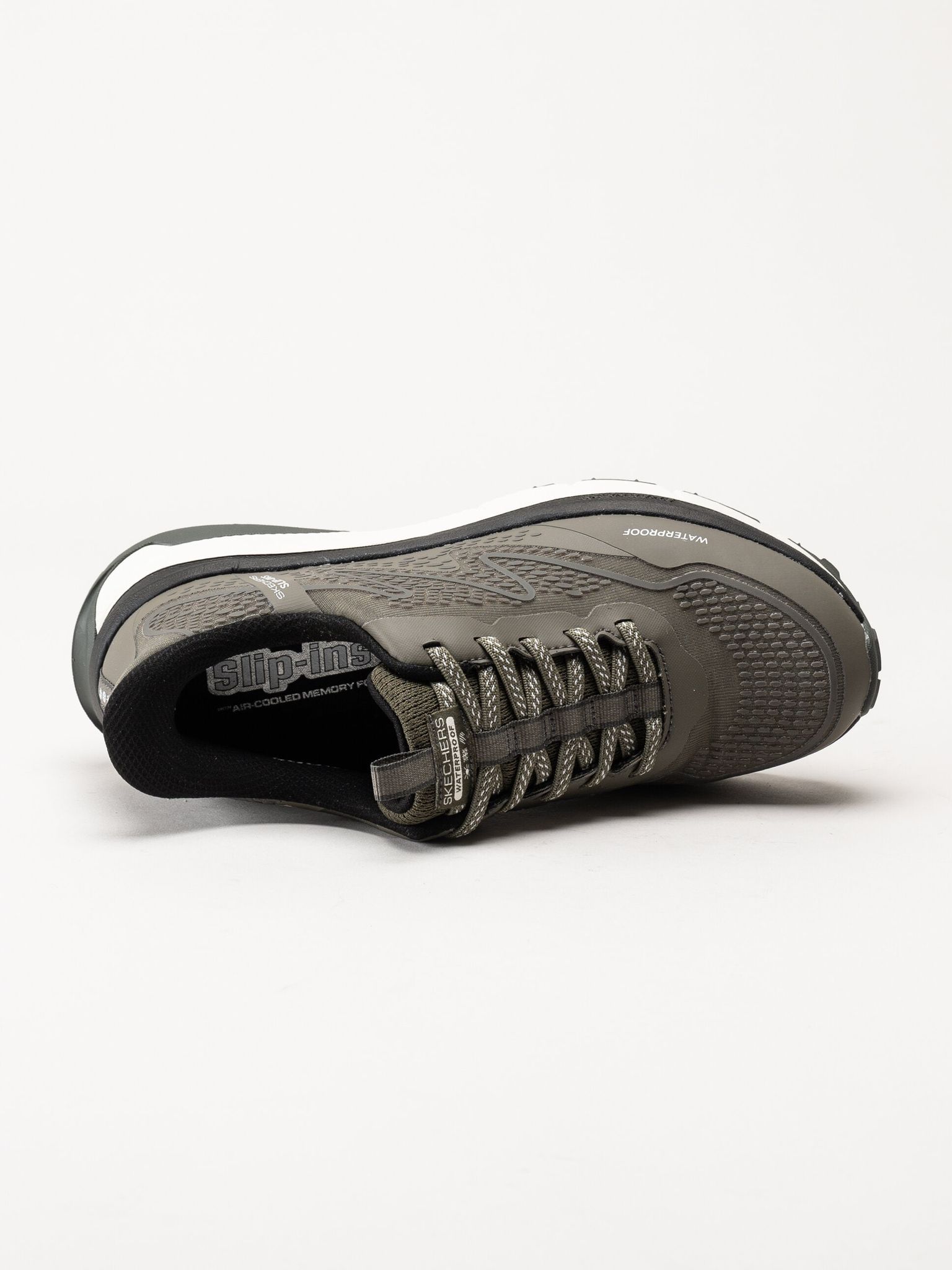 Skechers - Slip-Ins Switch Back - Mist - Olivgröna vattentäta sportskor