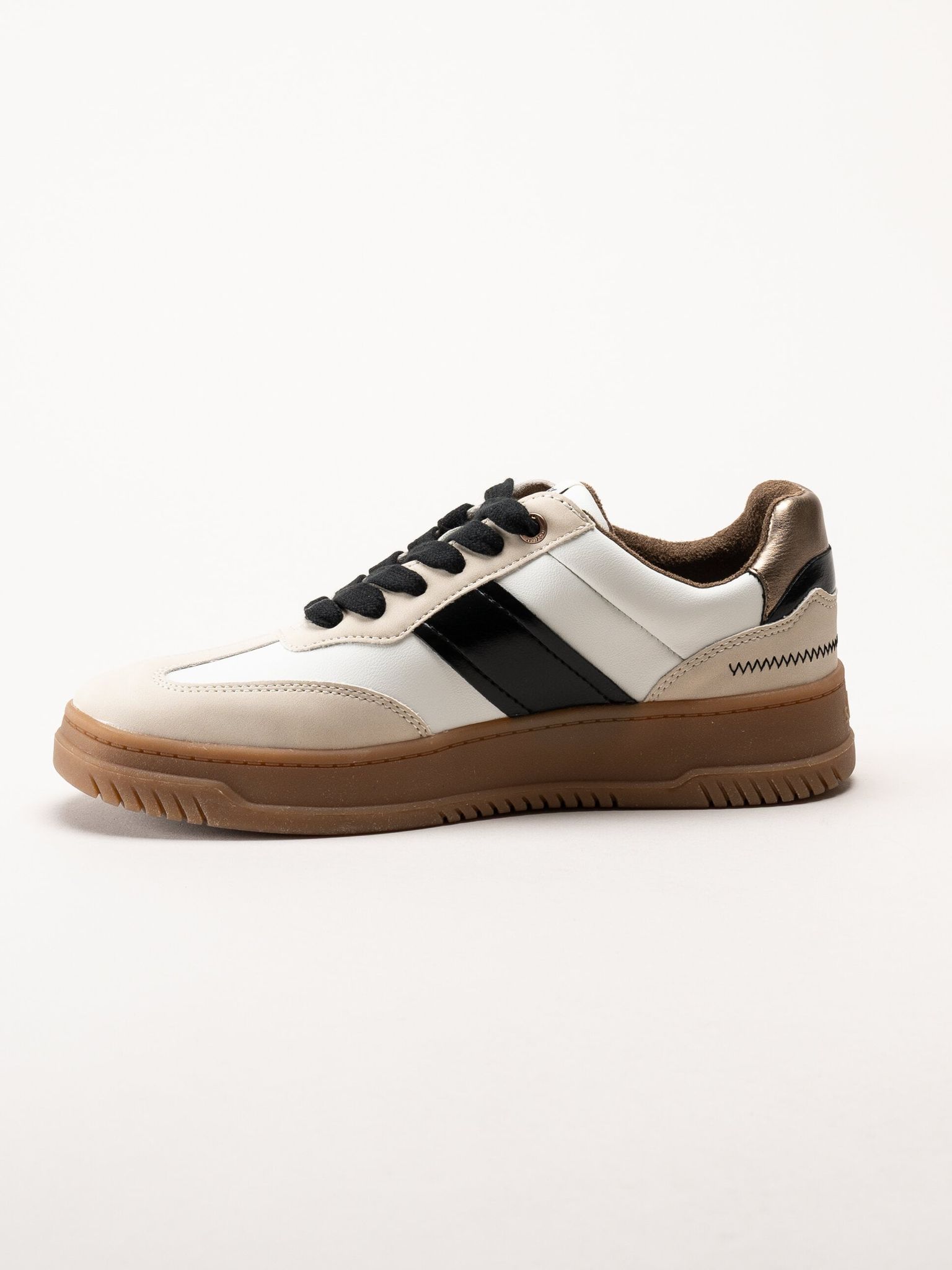 S.Oliver - Vita sneakers med partier i beige och svart