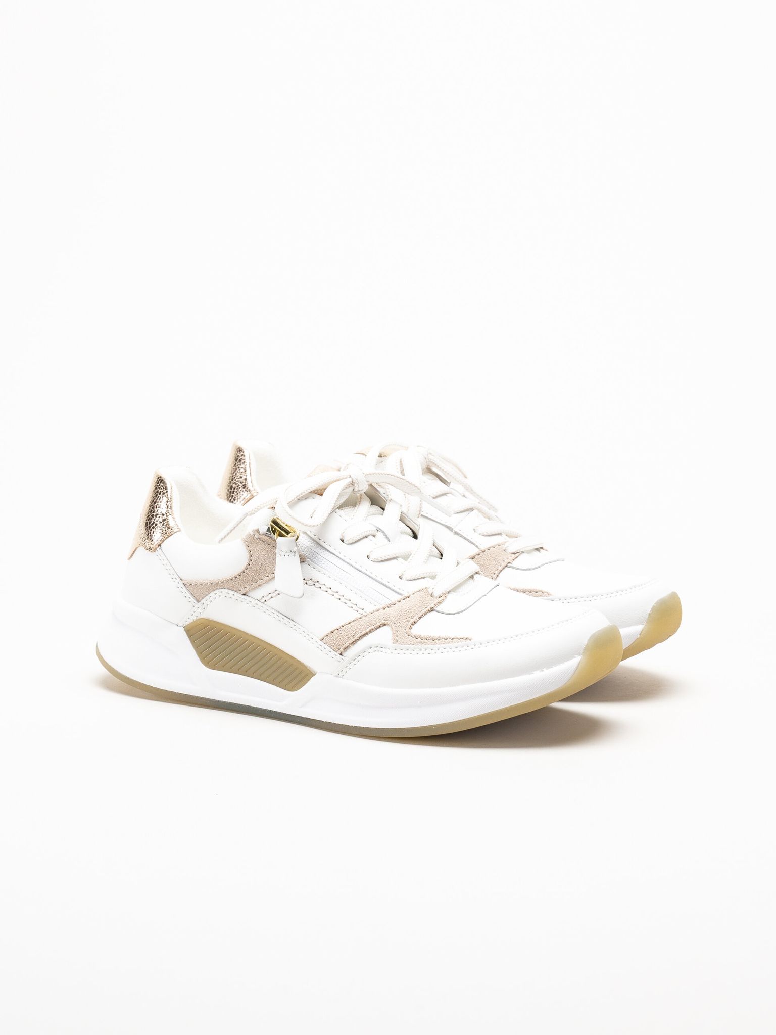 Gabor - Vita sneakers i skinn och mocka