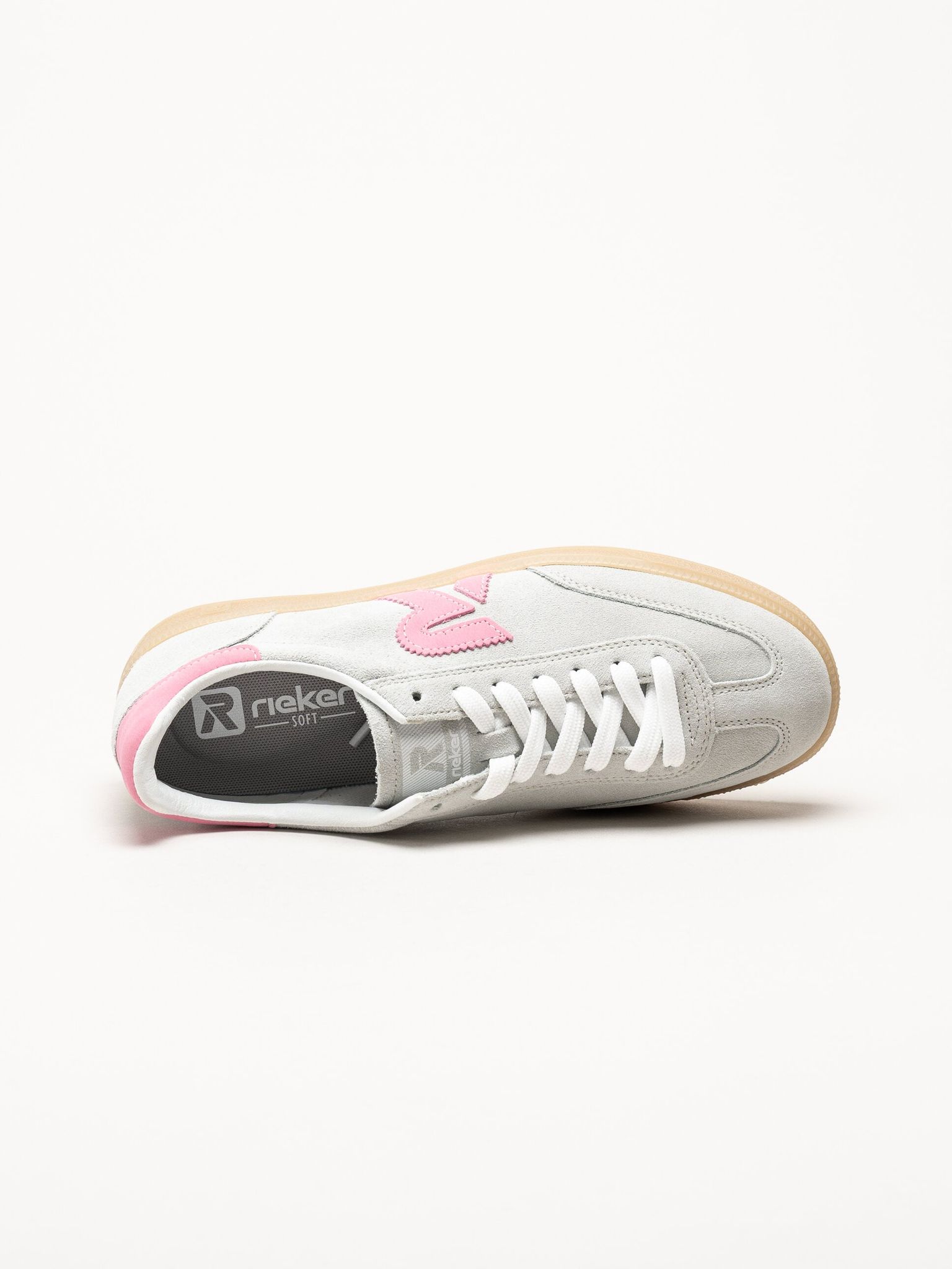 Rieker - Ljusgrön sneakers i mocka