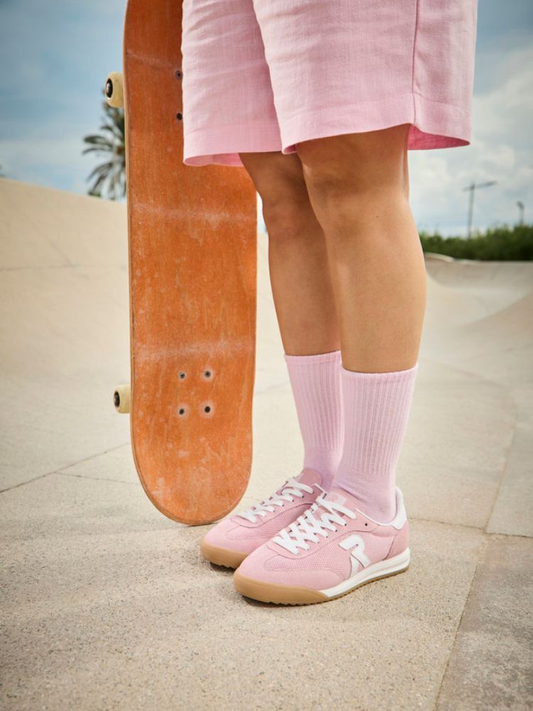 Rieker - Rosa sneakers i mocka