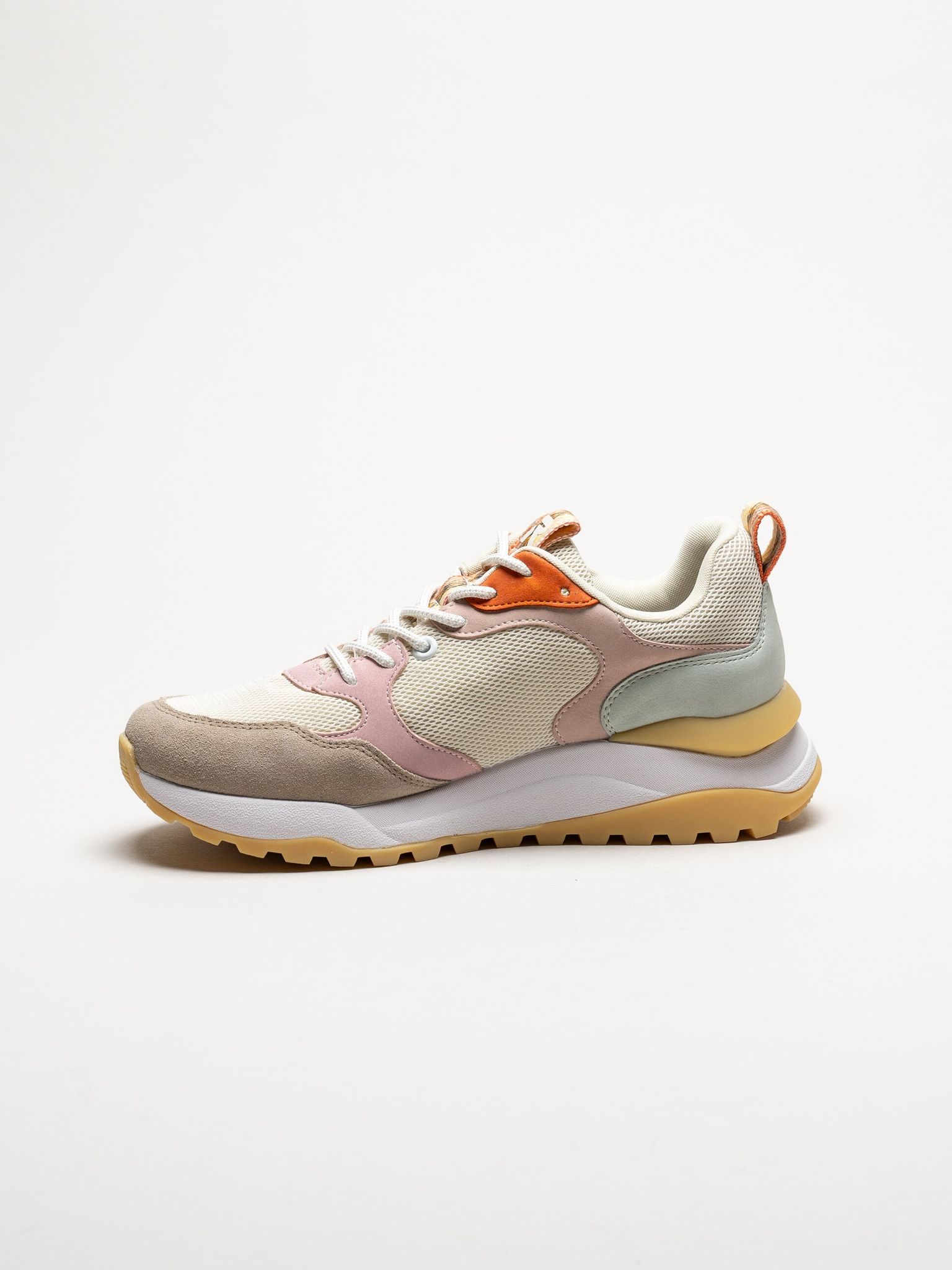 Rieker - Beige sneakers i mocka och mesh