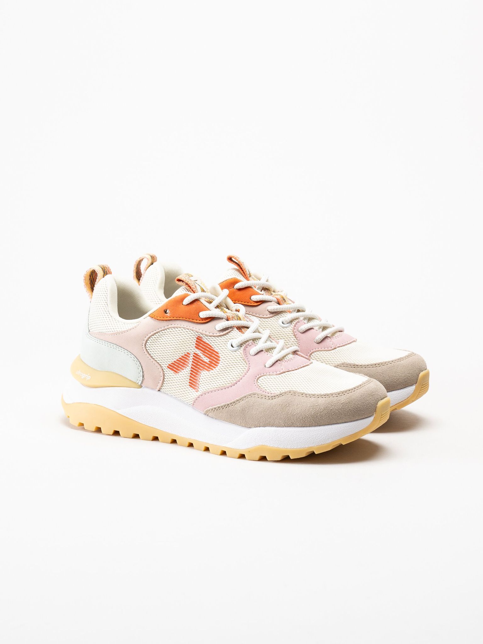 Rieker - Beige sneakers i mocka och mesh