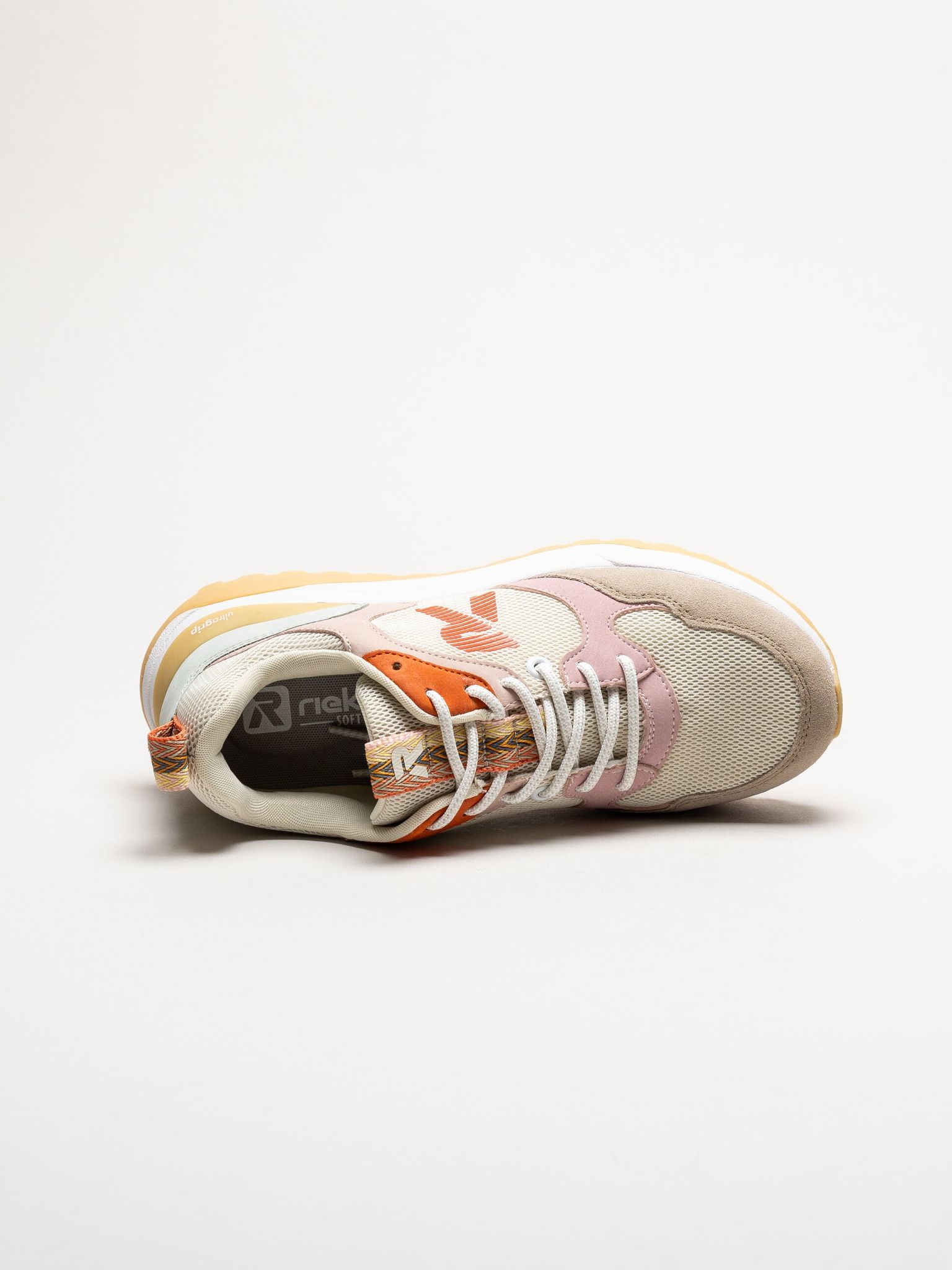 Rieker - Beige sneakers i mocka och mesh