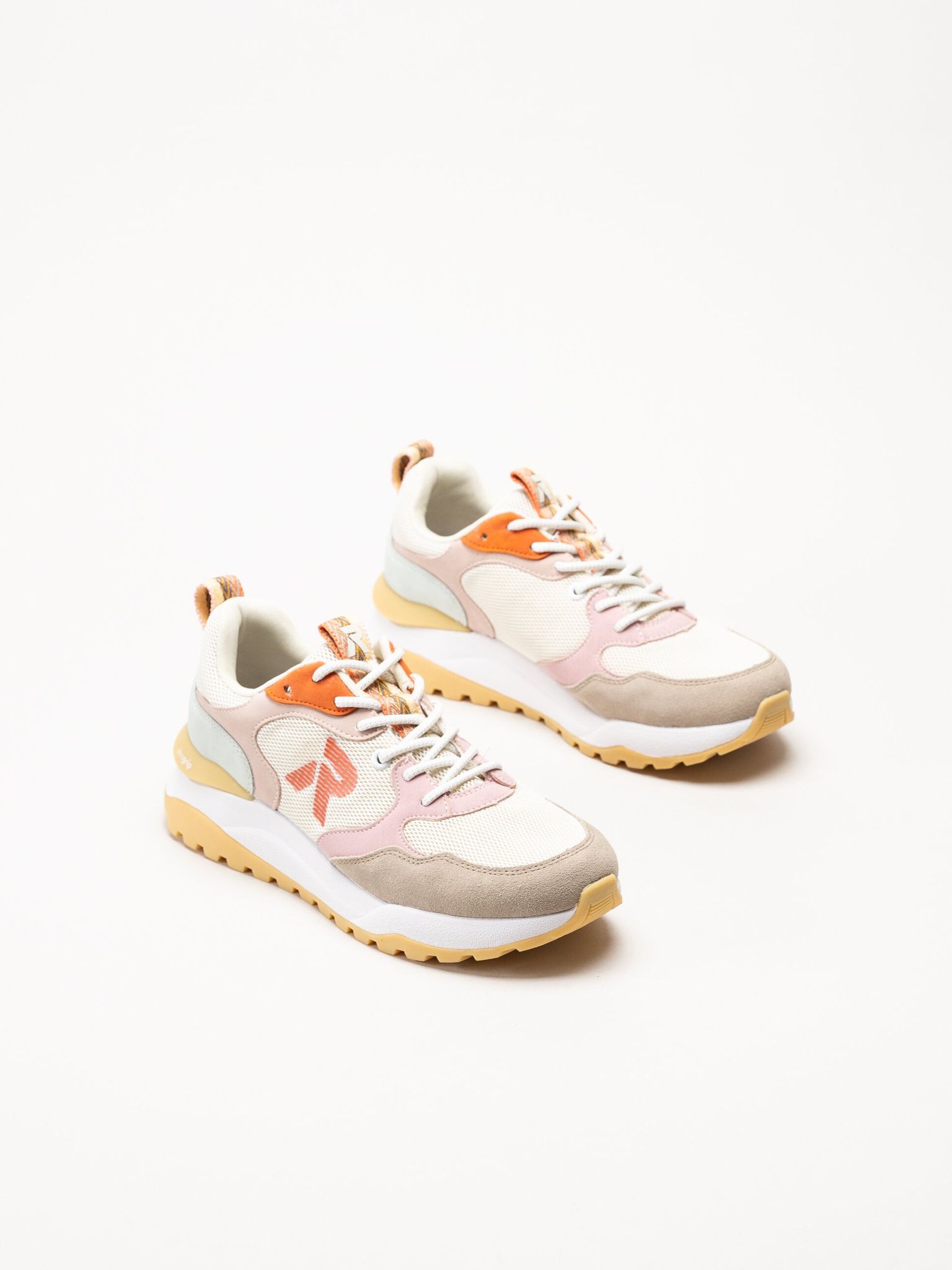 Rieker - Beige sneakers i mocka och mesh