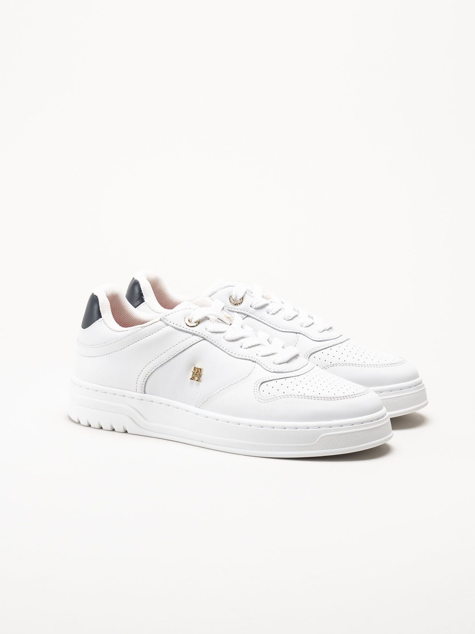 Tommy Hilfiger - TH Sporty Cupsole Corp - Vita sneakers i skinn
