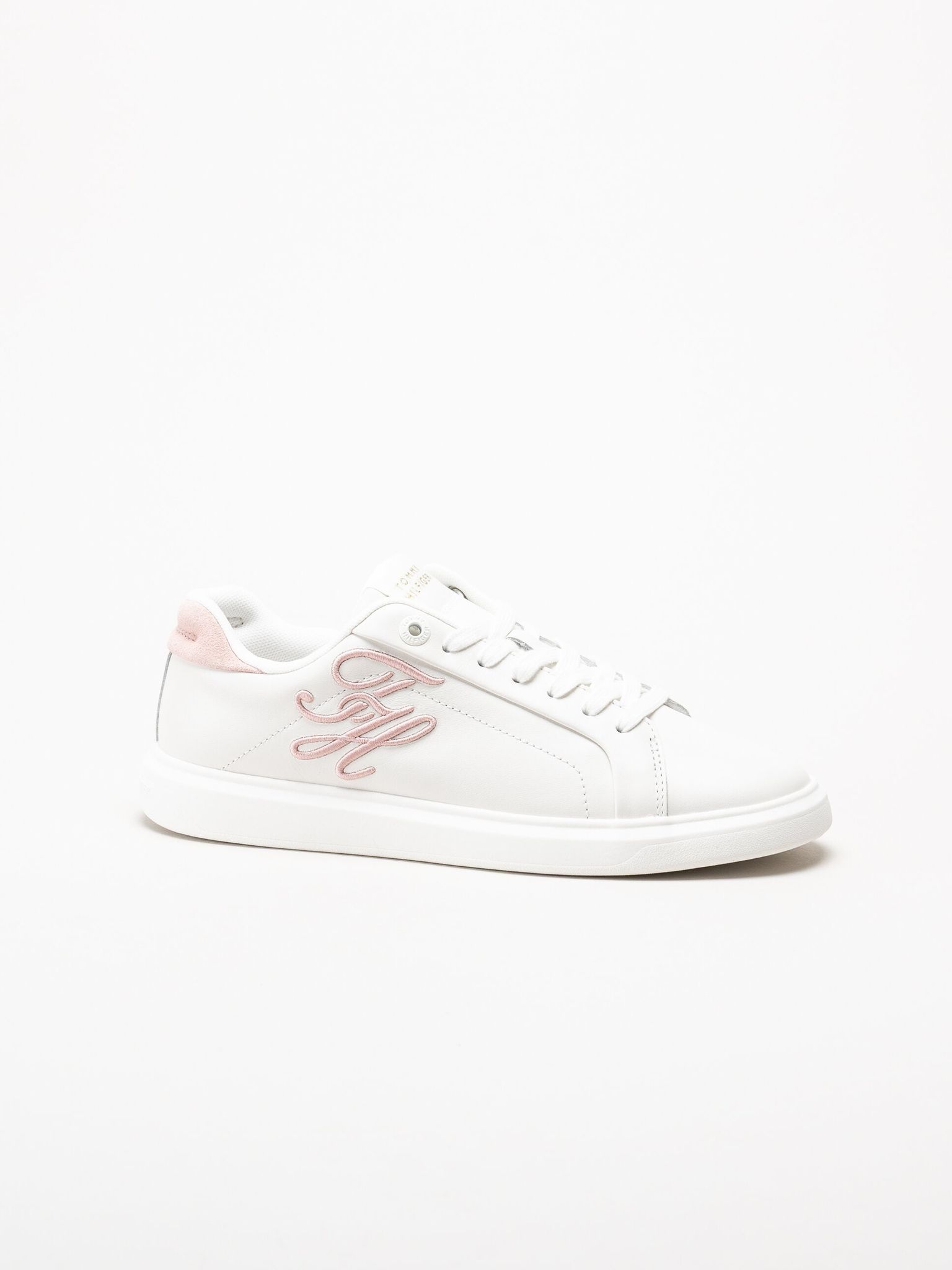 Tommy Hilfiger - Icon Court Script - Vita sneakers i skinn