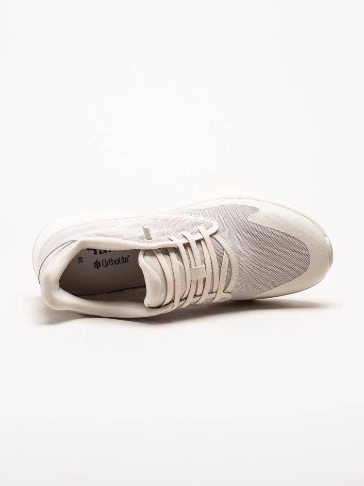 Tamaris - Beige sportiga sneakers i textil