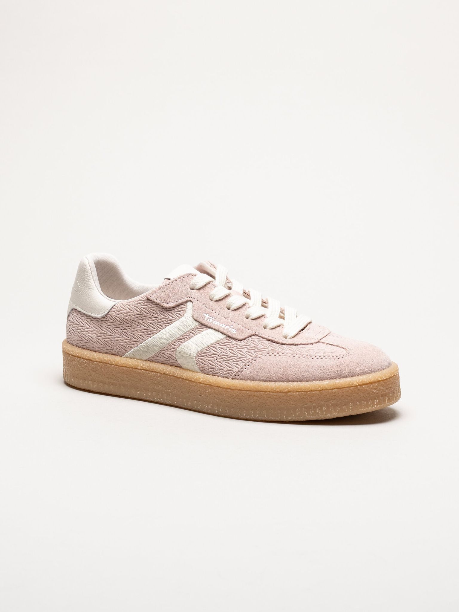 Tamaris - Ljusrosa sneakers i nubuck