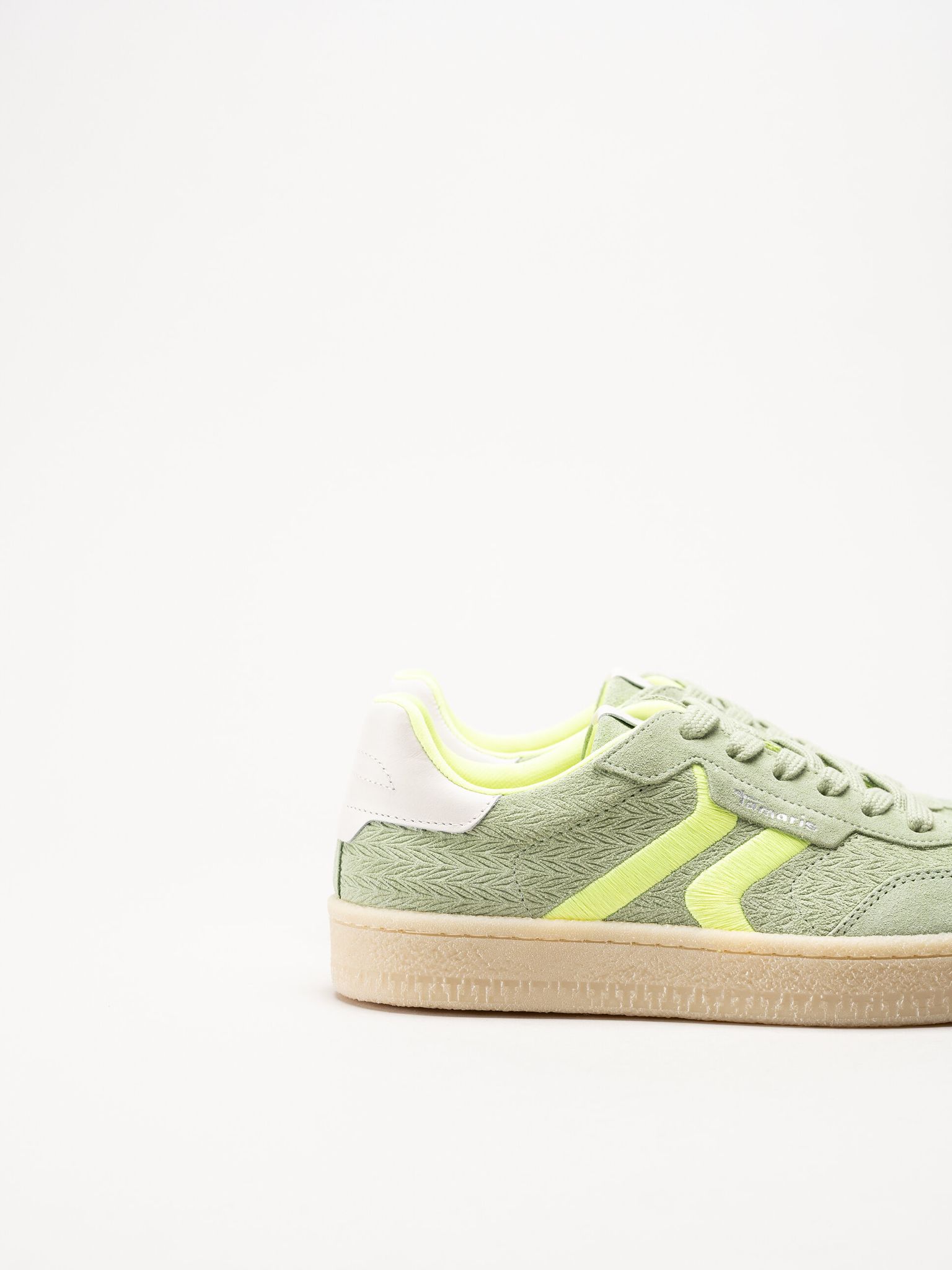 Tamaris - Gröna sneakers i nubuck