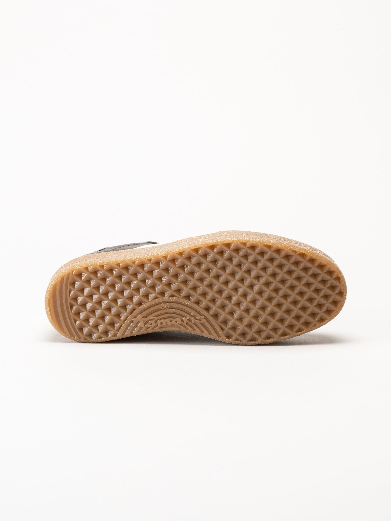 Tamaris - Mörkbruna sneakers i skinn och mocka