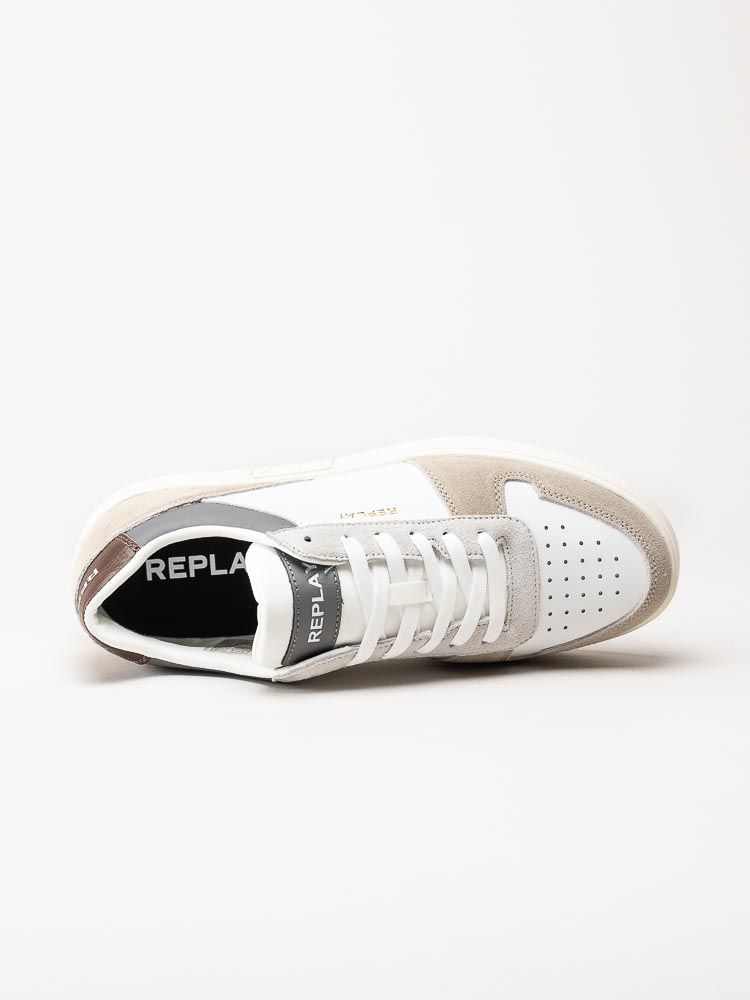Replay - Polys Court 3 Sneaker - Vita sneakers med bruna och grå partier