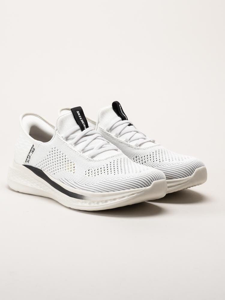 Skechers - Mens Slade Slip Ins - Vita slip-ins sneakers i textil