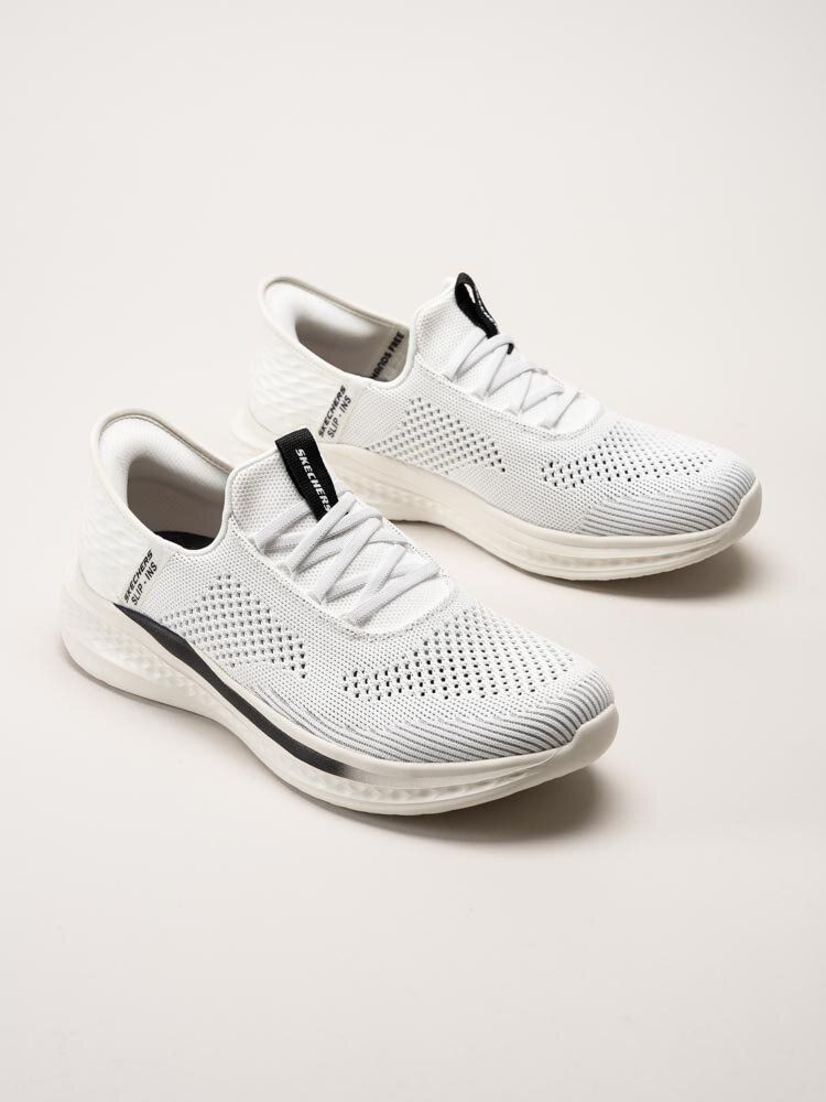 Skechers - Mens Slade Slip Ins - Vita slip-ins sneakers i textil